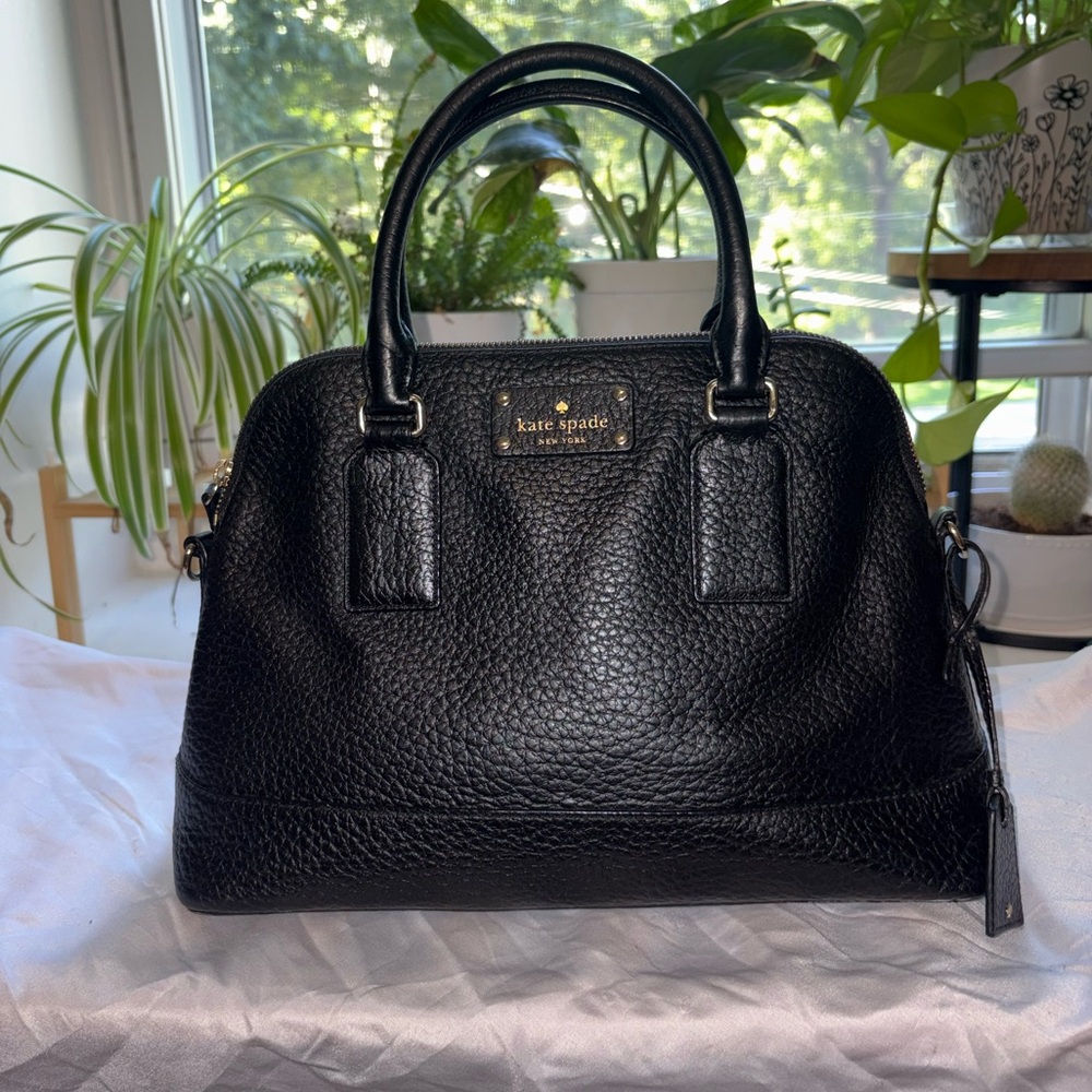 kate spade Black Pebbled Leather Satchel with Top Handles